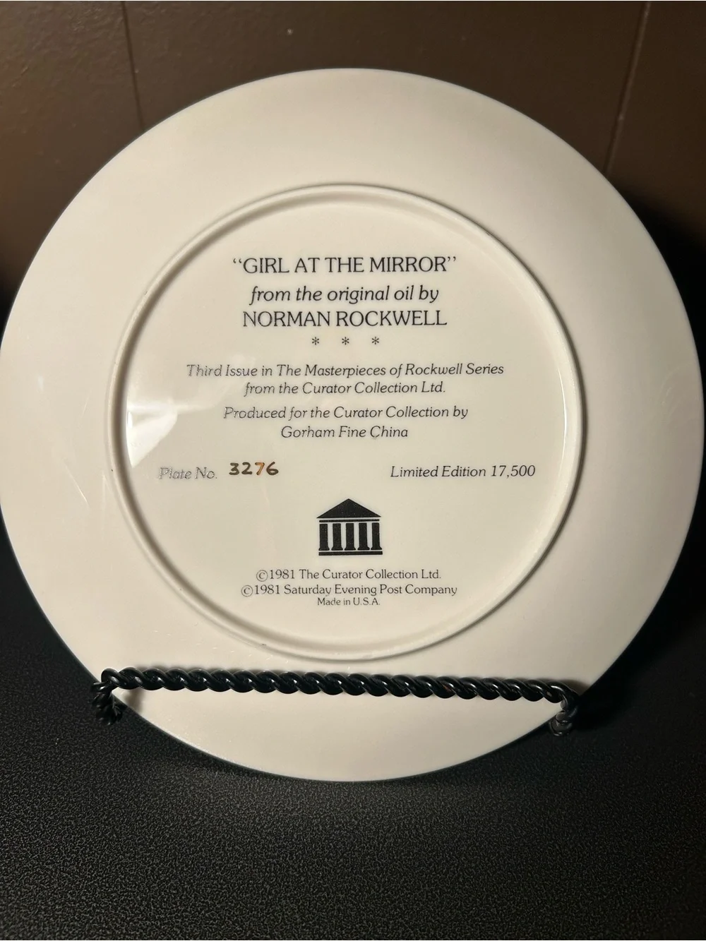 Vintage Norman Rockwell “Girl at the Mirror” Decorative Collectors Plate